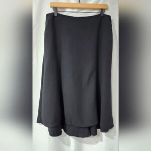 Black Midi Length Womens High Low Skirt Size 12 Flowy Feminine Glam Party Career